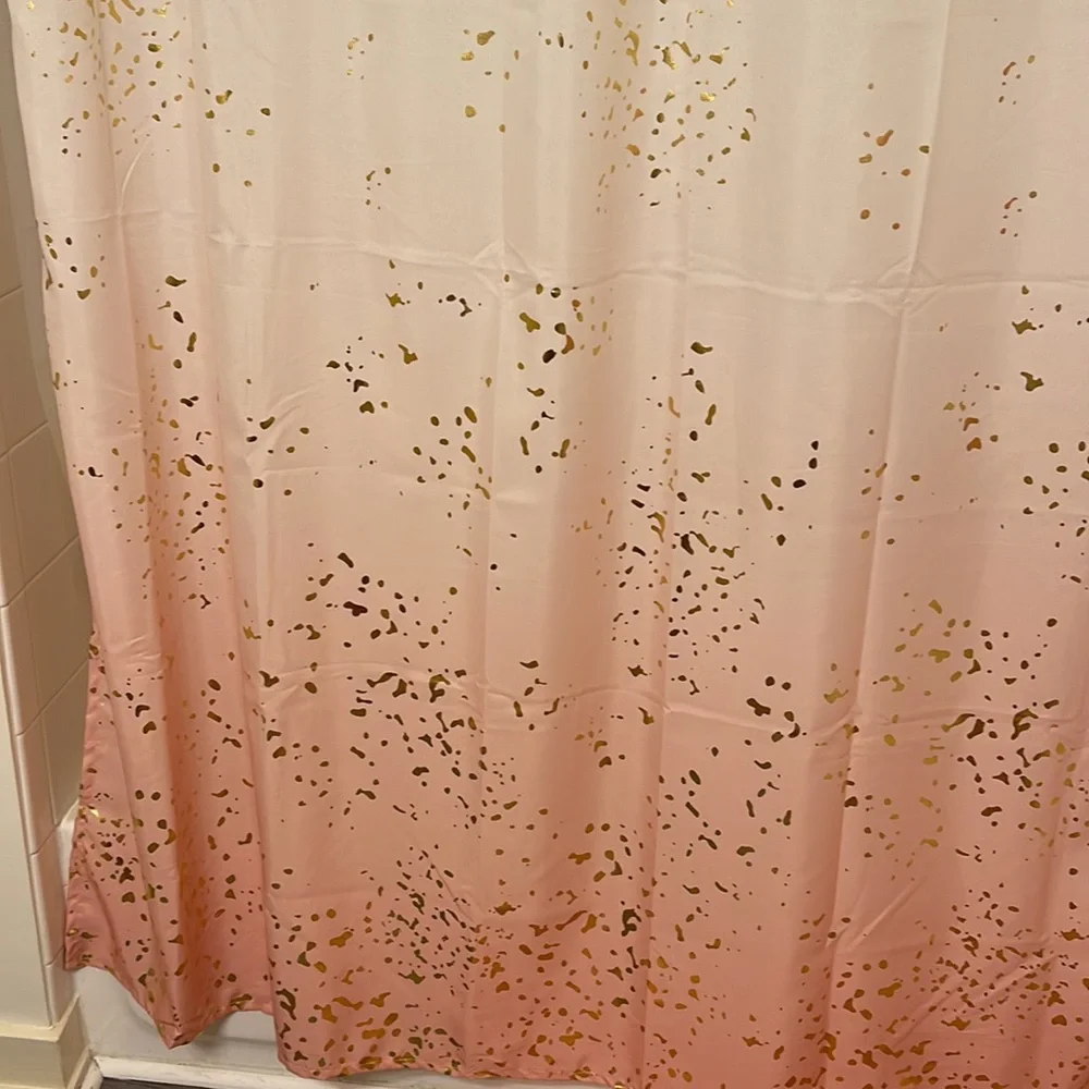 SKL HOME Shower Curtain Size 72 x 70 Color Pink White Gold